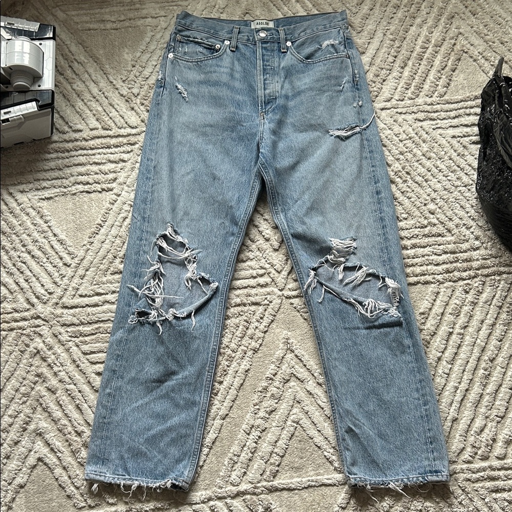 Agolde Distressed Blue 90s Jeans